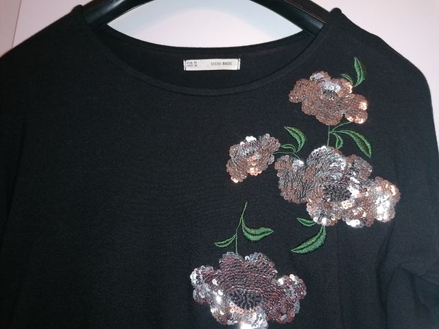 Camiseta Sfera negra lentejuelas T-M