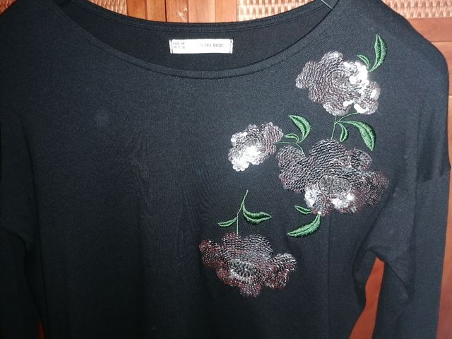 Camiseta Sfera negra lentejuelas T-M