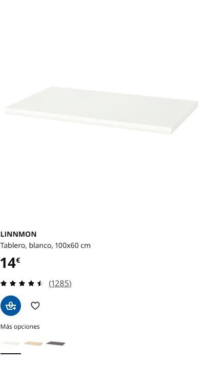 Tablero IKEA LINNMON blanco 100x60 cm