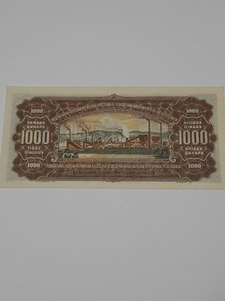 Billete 1000 Dinares Yugoslavia 1955