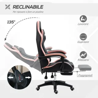 Sedia da Gaming ad Altezza Regolabile con Poggiate