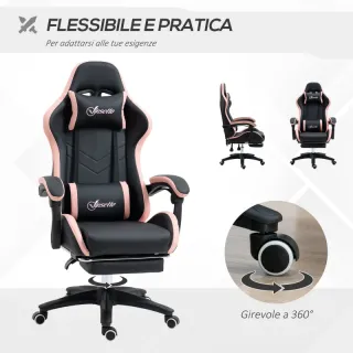 Sedia da Gaming ad Altezza Regolabile con Poggiate
