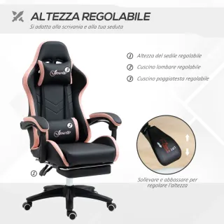 Sedia da Gaming ad Altezza Regolabile con Poggiate