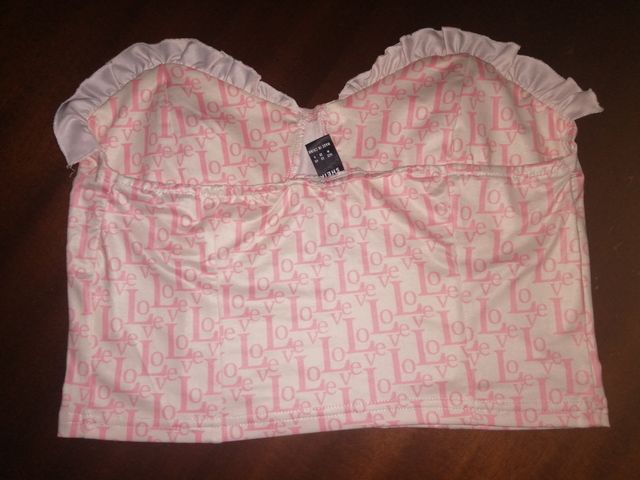 Top Shein rosa blanco talla M