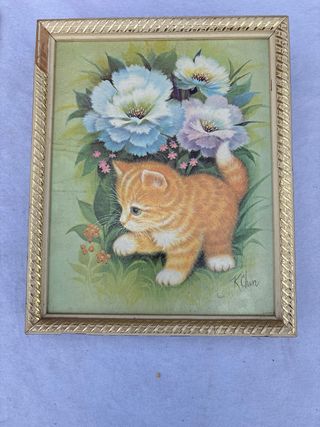 Cuadros artista K.Chin gatitos antiguos 