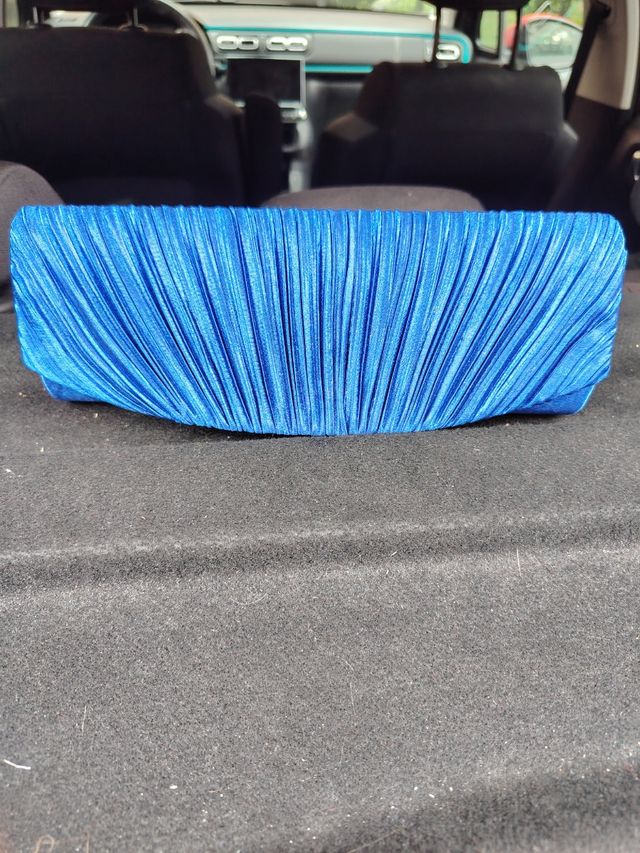 Bolso fiesta azul plisado