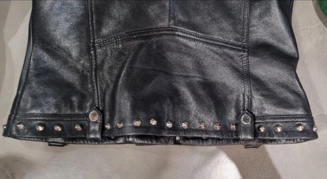 Chaqueta cuero punk verde-negro L