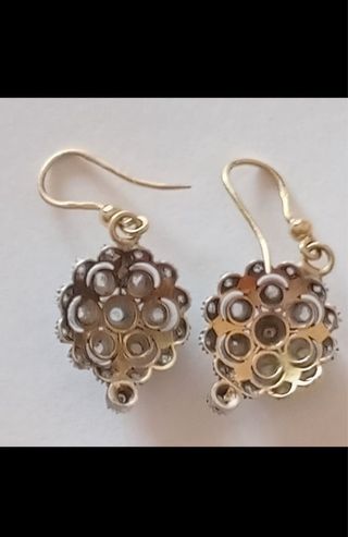 Pendientes antiguos oro plata diamantes.