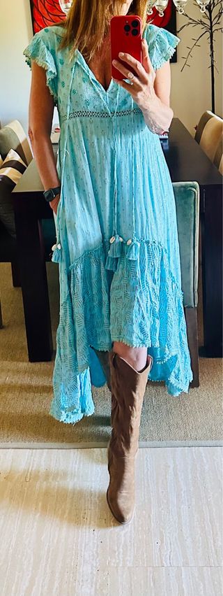 Vestido volantes boho chic con abalorios