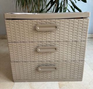 Cajonera mimbre 3 cajones beige