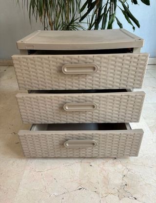 Cajonera mimbre 3 cajones beige