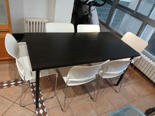 Mesa comedor + 6 sillas blancas