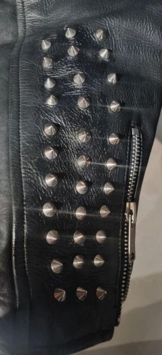 Chaqueta moto punk cuero negra c/pinchos L