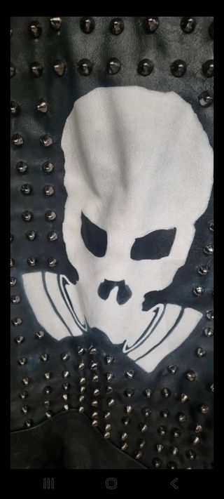 Chaqueta moto punk cuero negra c/pinchos L