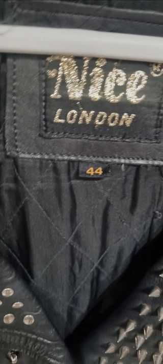 Chaqueta moto punk cuero negra c/pinchos L