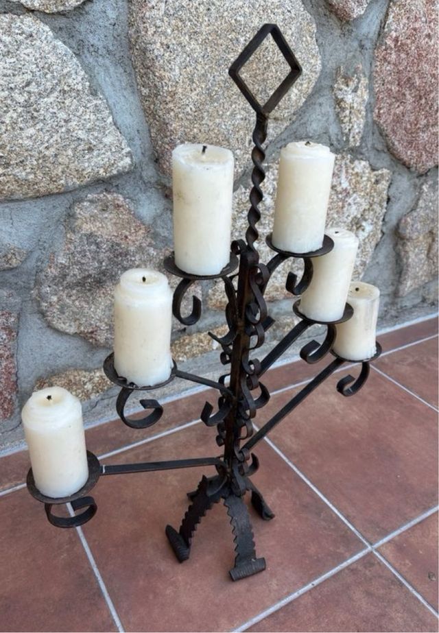 Candelabro forja 6 brazos