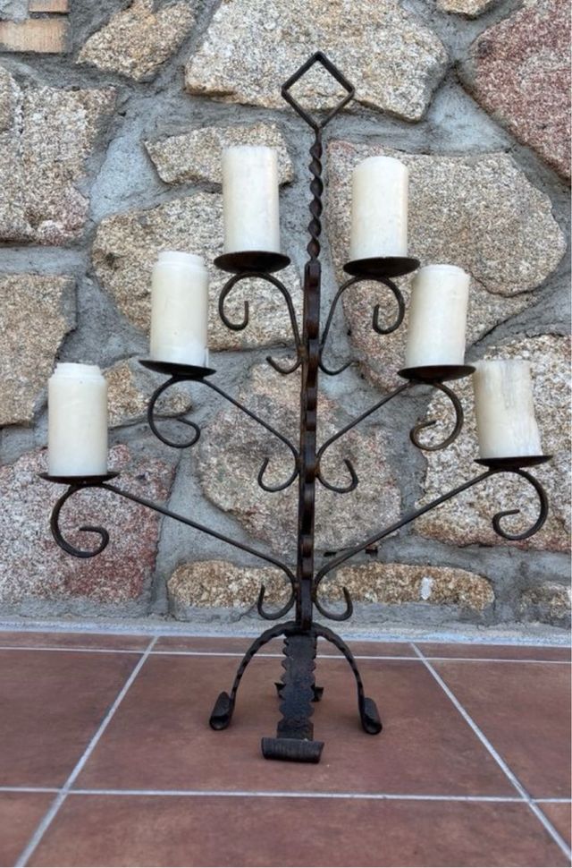 Candelabro forja 6 brazos