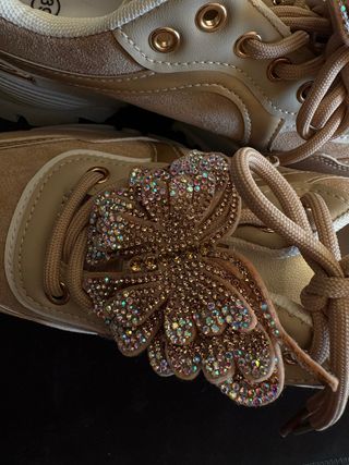 Sneakers con farfalle beige/oro tg 36

