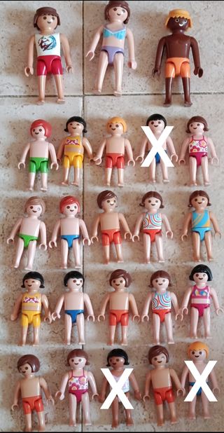 Muñecos Playmobil playa niños bikini bañador