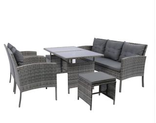 Conjunto jardín ratán gris - 7 piezas