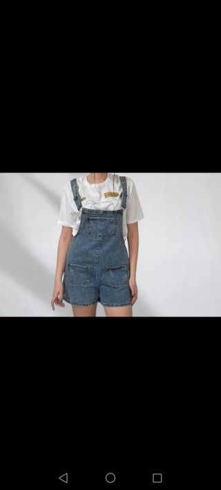 Salopette jeans corta blu tg 42