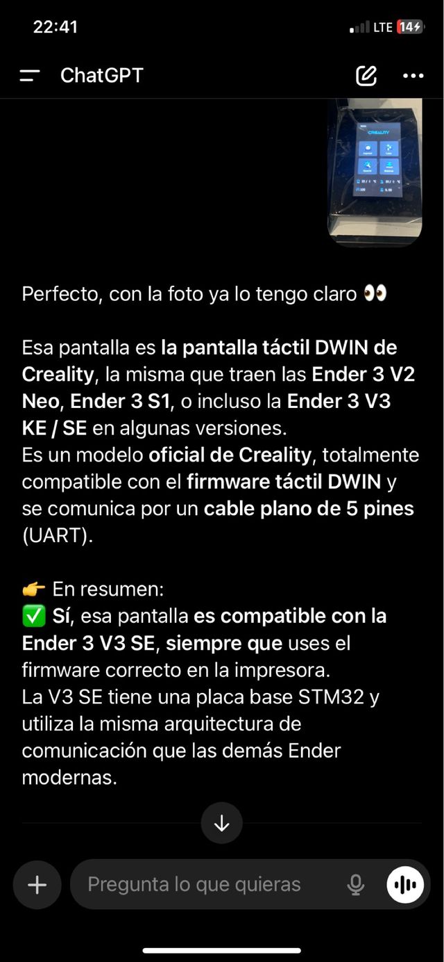 Pantalla táctil Creality 