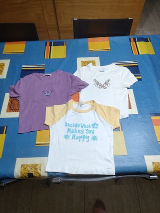 3 Camisetas niña - Blanco, Morado