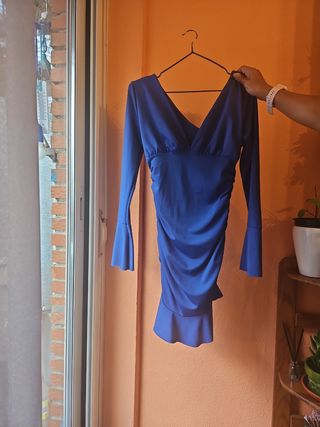 Vestido azul manga larga