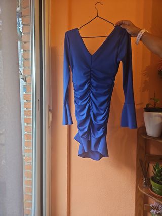 Vestido azul manga larga