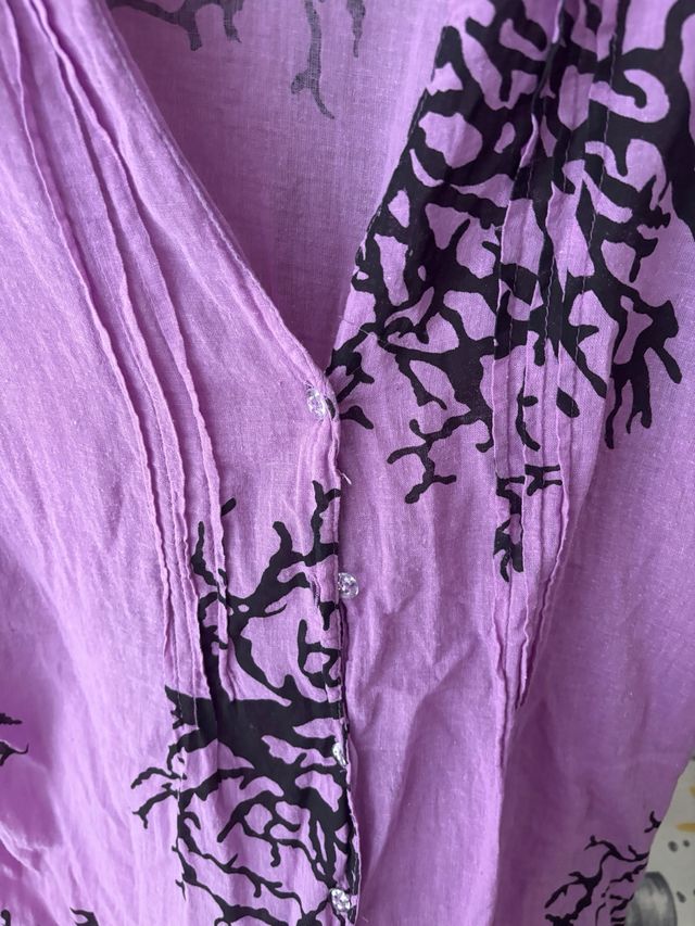 Camicia Cotone Viola - Motivo Corallo