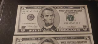 2 Banconote da 5 dollari USA - Serie 2003