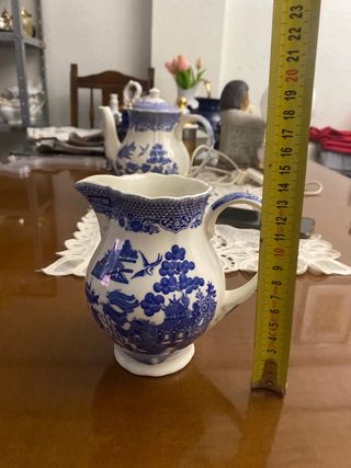 Juego té porcelana azul antiguo