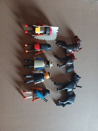Lote de muñecos y caballos del oeste de Playmobil 