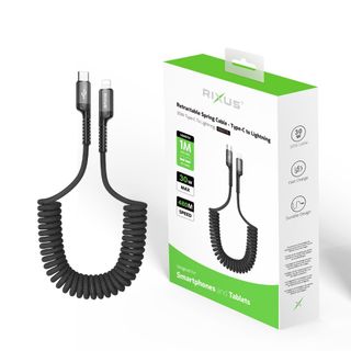 Cable RIXUS retráctil 1m - USB-C a Lightning