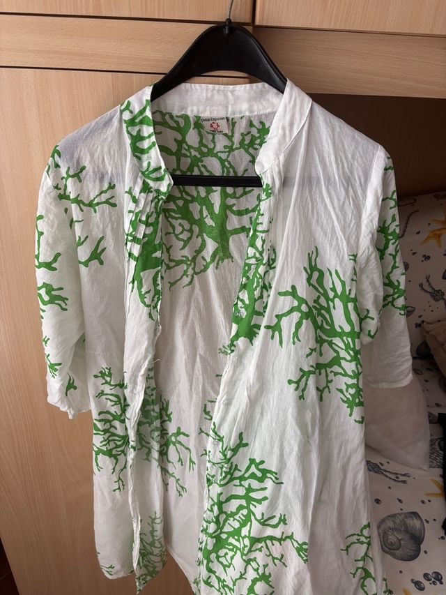 Camicia cotone Bianca - motivo corallo