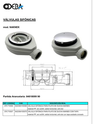 Válvula plato de ducha NAKNEK