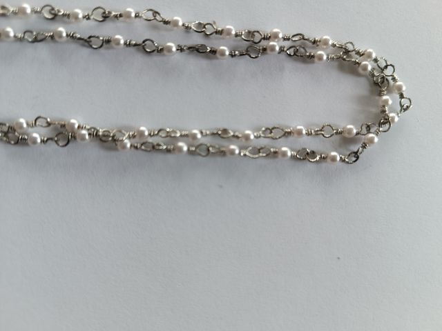 Collana fiori resina - argento, bianco