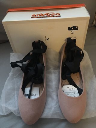 Zapatos bailarinas anvesa rosa 37.5 atado pierna