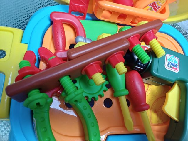 Banco infantil con asa - Azul y Naranja