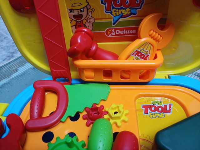 Banco infantil con asa - Azul y Naranja