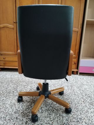 SILLA ESCRITORIO MADERA Y CUERO