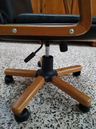 SILLA ESCRITORIO MADERA Y CUERO
