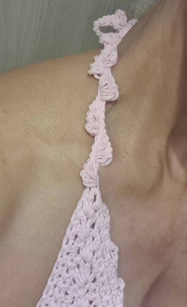 Top crochet rosa violeta y braguita a juego 