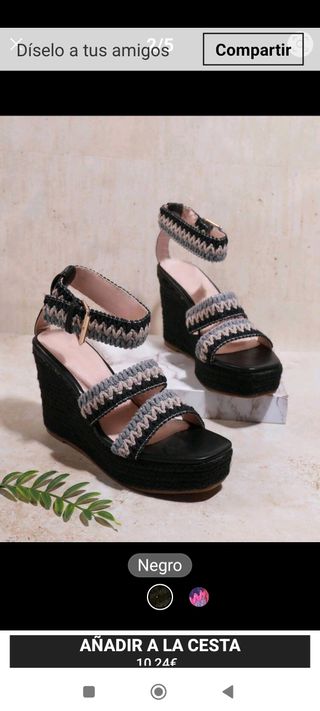 Sandalias cuña esparto negras SIN ESTRENAR
