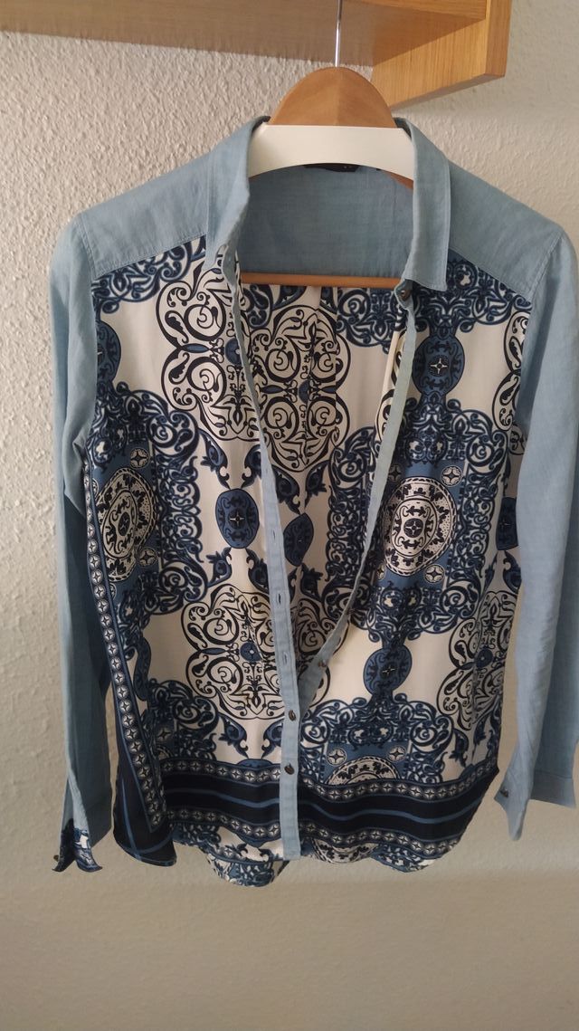 Camisa vaquera estampada mujer