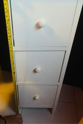 Mesita noche 3 cajones blanca