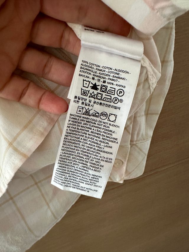 Camisa Levis cuadros beige/rosa S