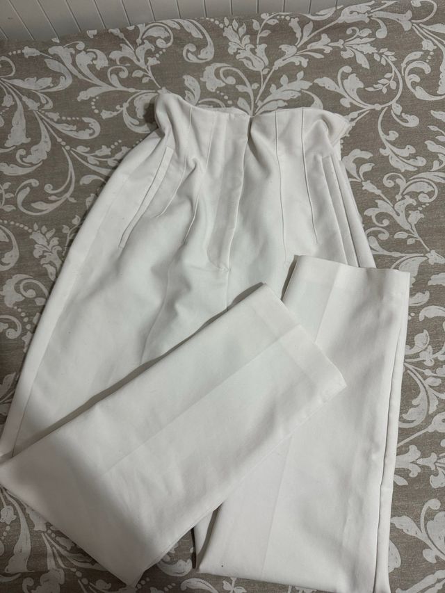 Pantalones vestir pinza - Zara blancos talla XS