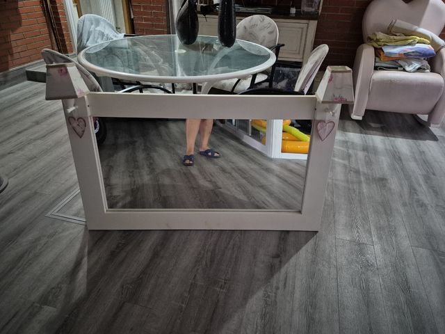 Espejo blanco madera  con apliques