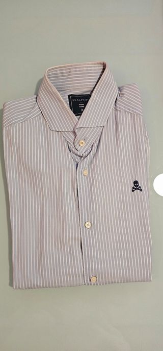Camisa Scalpers azul rayas 38, pero talla pequeña